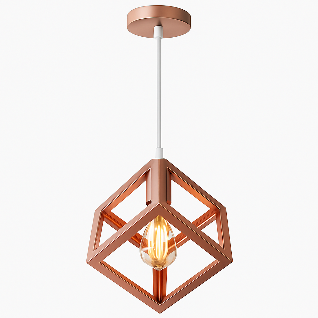 Suspension lampara de techo colgante éclairage suspendu moderne Cage en fer Loft cuisine salon suspension E27 or Rose
