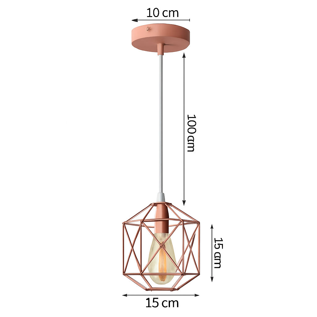 Suspension lampara de techo colgante éclairage suspendu moderne Cage en fer Loft cuisine salon suspension E27 or Rose