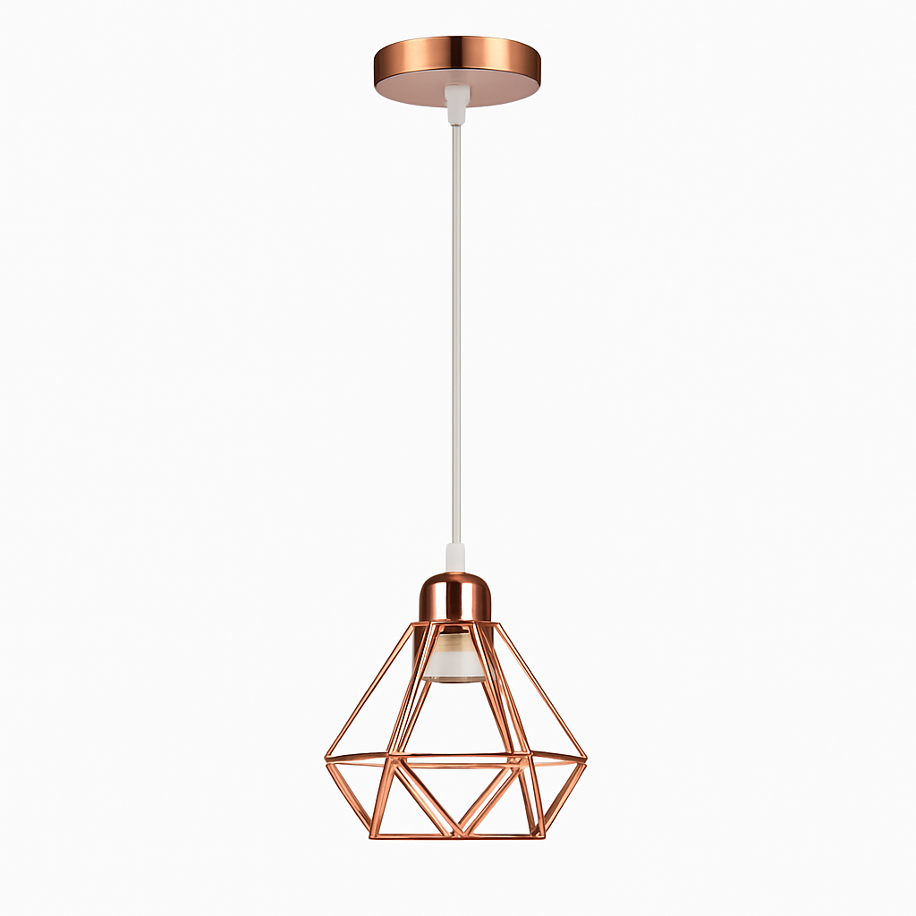 Suspension lampara de techo colgante éclairage suspendu moderne Cage en fer Loft cuisine salon suspension E27 or Rose