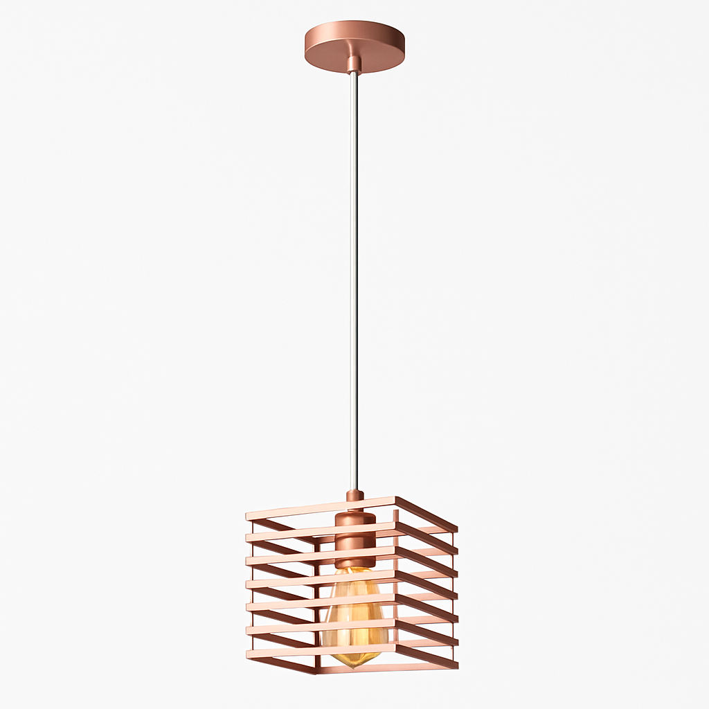 Suspension lampara de techo colgante éclairage suspendu moderne Cage en fer Loft cuisine salon suspension E27 or Rose