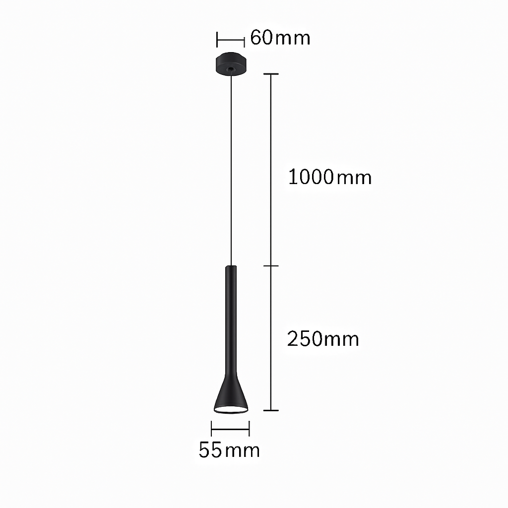 suspension LED Art créatif Long Tube