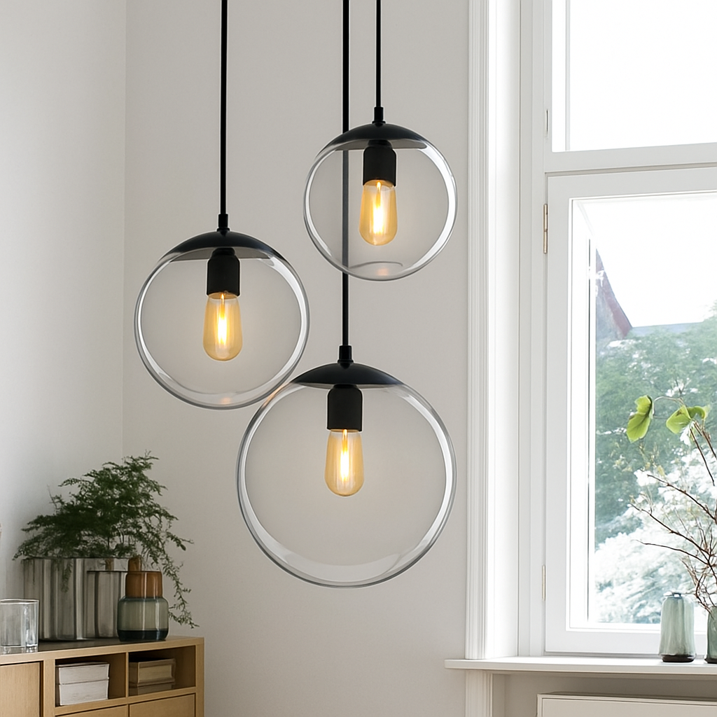 Suspension LED boule en verre Living