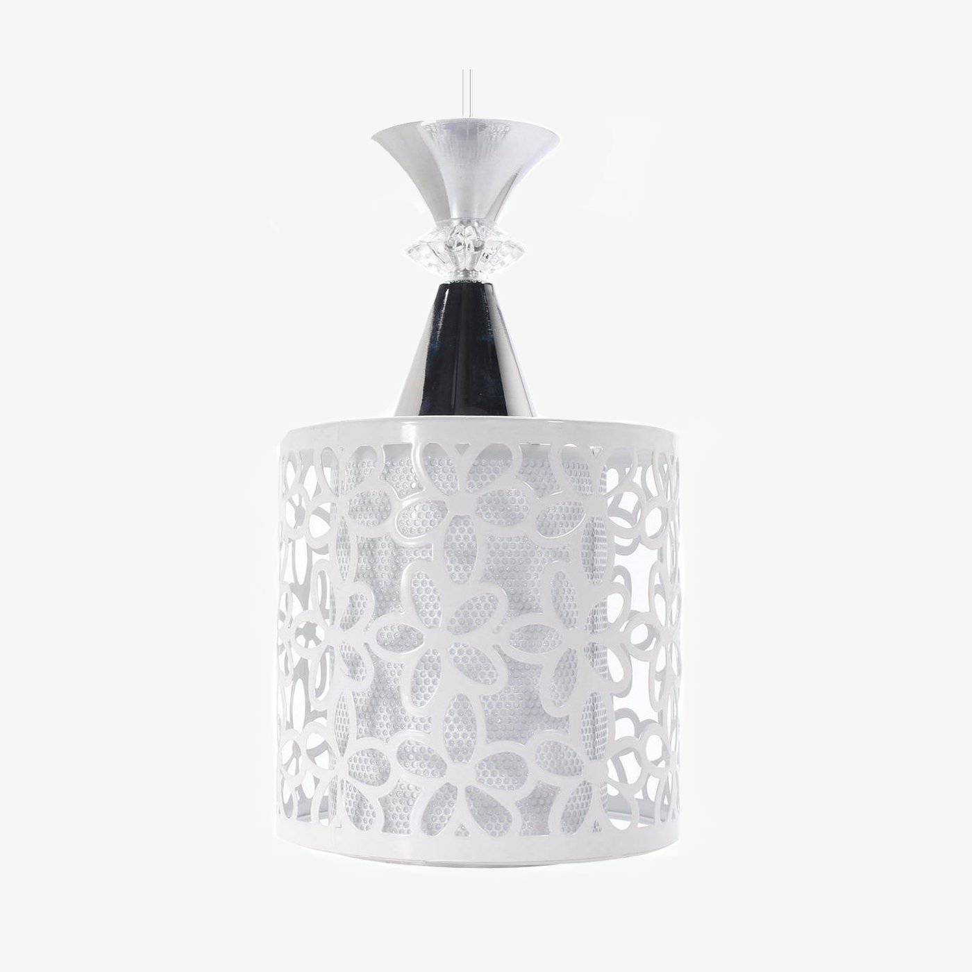 Suspension LED chromé et cristal