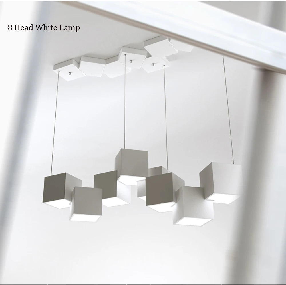 suspension led créative luminaire cube pour intérieur