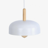 Suspension LED demi boule style industriel avec support en bos