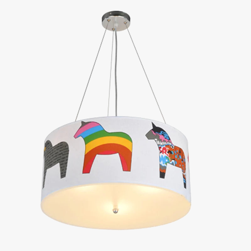 suspension LED design cheval arc-en-ciel pour enfants