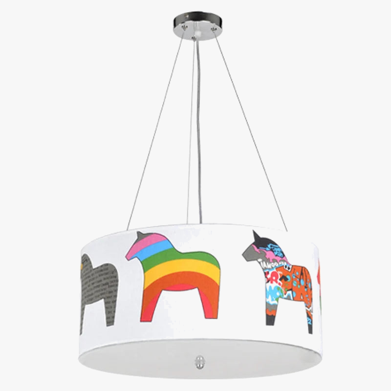 suspension LED design cheval arc-en-ciel pour enfants