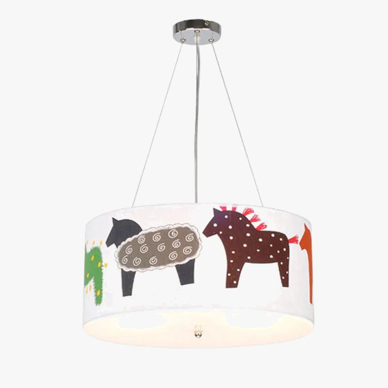 suspension LED design cheval arc-en-ciel pour enfants