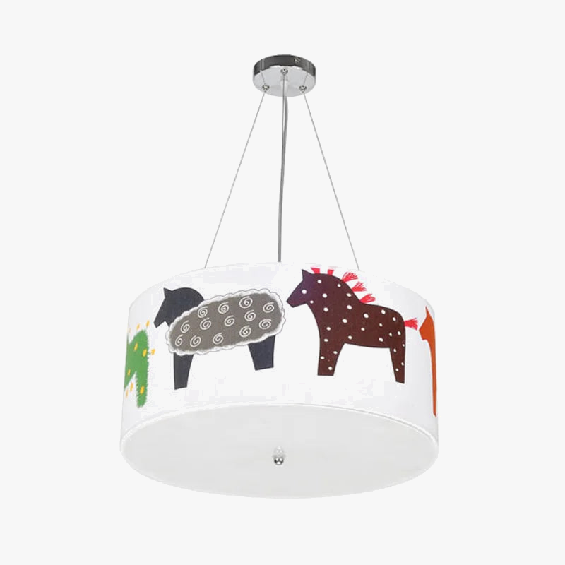suspension LED design cheval arc-en-ciel pour enfants