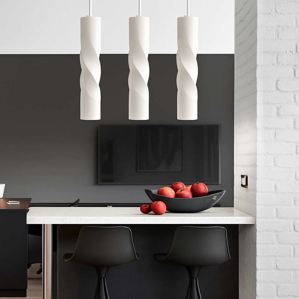 Suspension LED design cylindrique en spirale Pipe