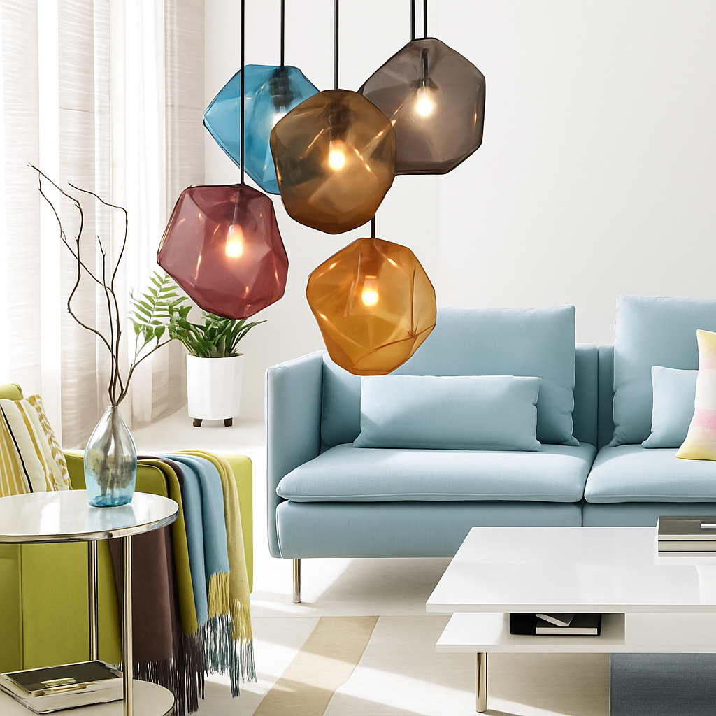 Suspension LED design en verre de couleur Stone