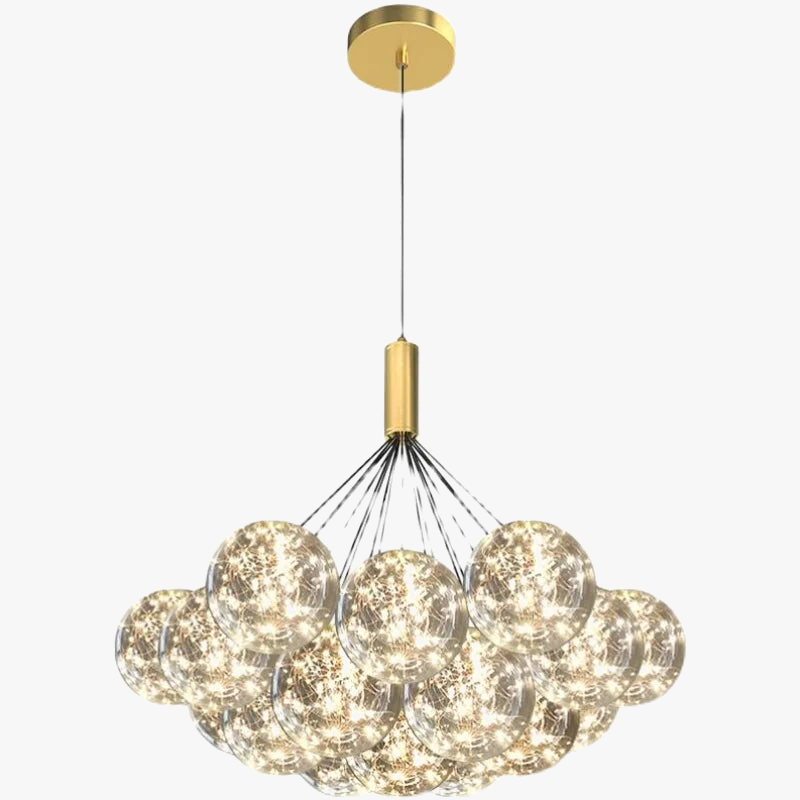 suspension LED design moderne en verre transparent gypsophile réglable en hauteur