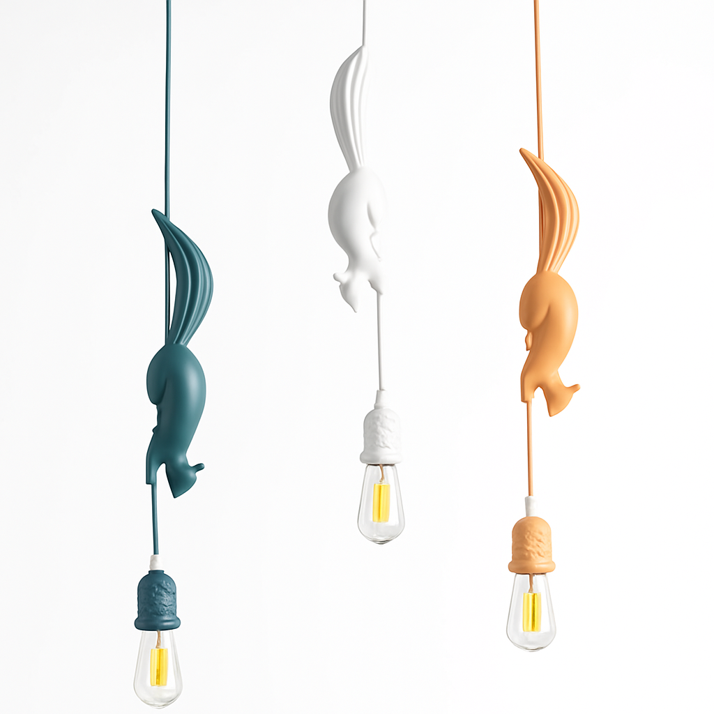 suspension LED design nordique animal écureuil en résine décoratif