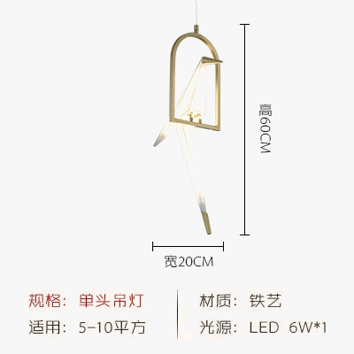 suspension LED design nordique en acrylique forme oiseau