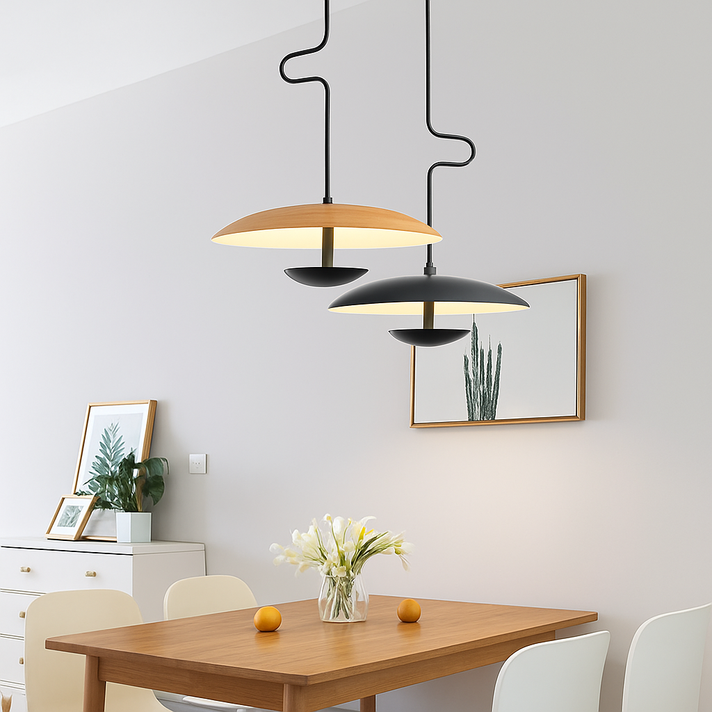 suspension led design nordique grain de bois luminaire suspendu décoratif