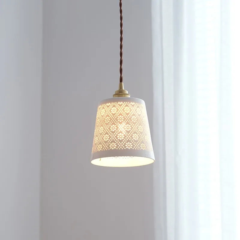 suspension LED design nordique moderne en cuivre et céramique
