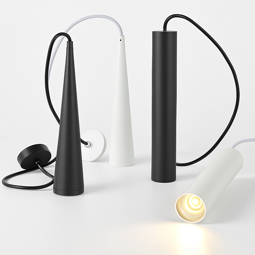 suspension LED Dimmable cylindre cône et tube