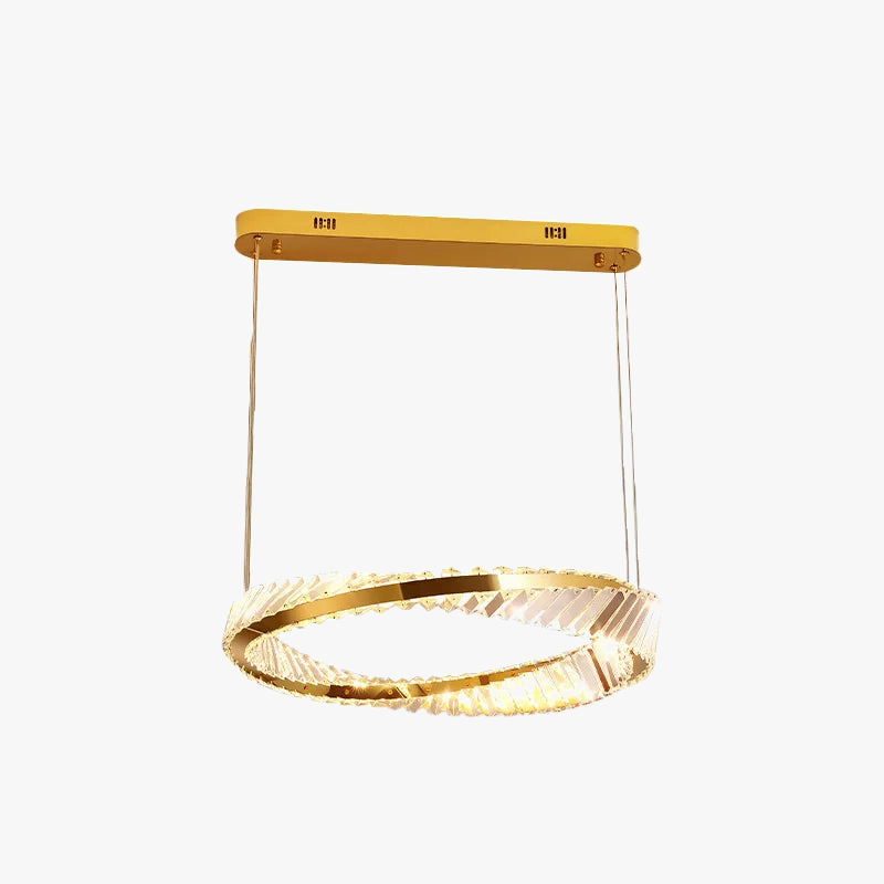 suspension led doré design moderne avec cristal élégant