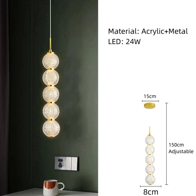 suspension led en acrylique transparent hauteur réglable