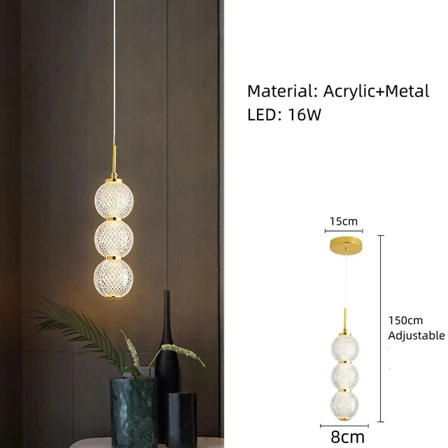 suspension led en acrylique transparent hauteur réglable