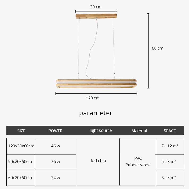 suspension LED en bois au design moderne décoratif d'intérieur