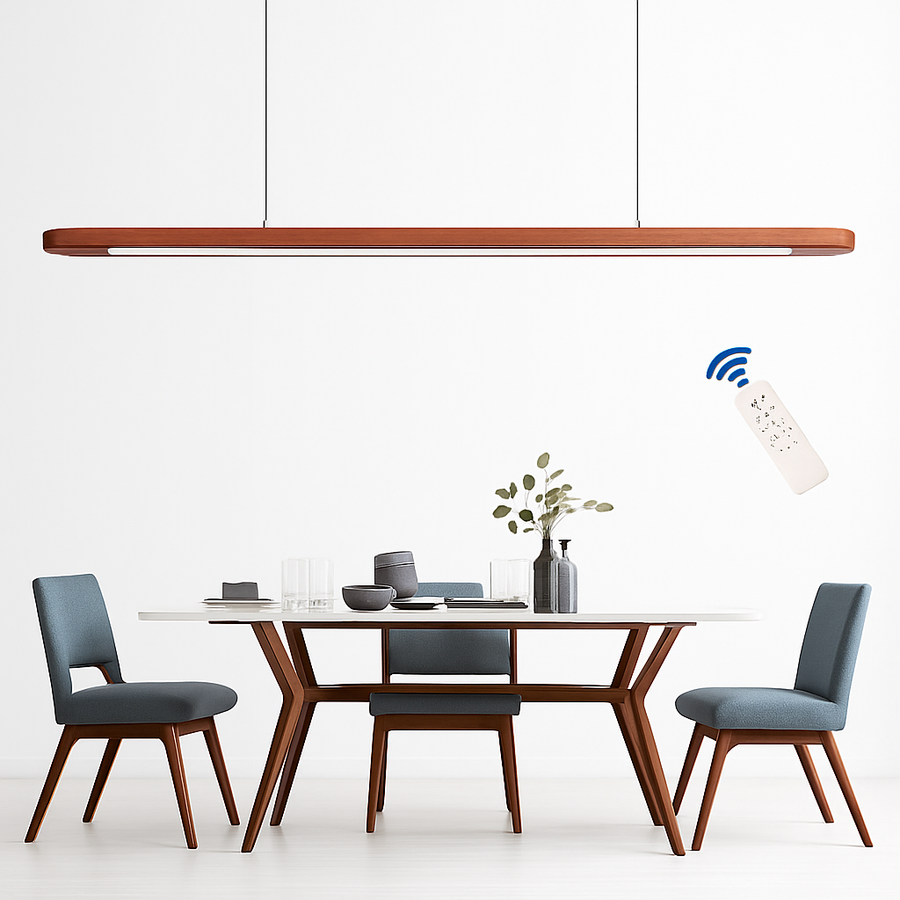 Suspension LED en bois au design nordique moderne ovale à longue bande