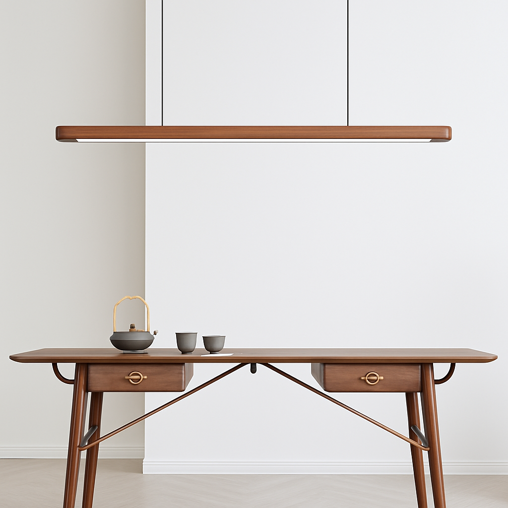 Suspension LED en bois au design nordique moderne ovale à longue bande