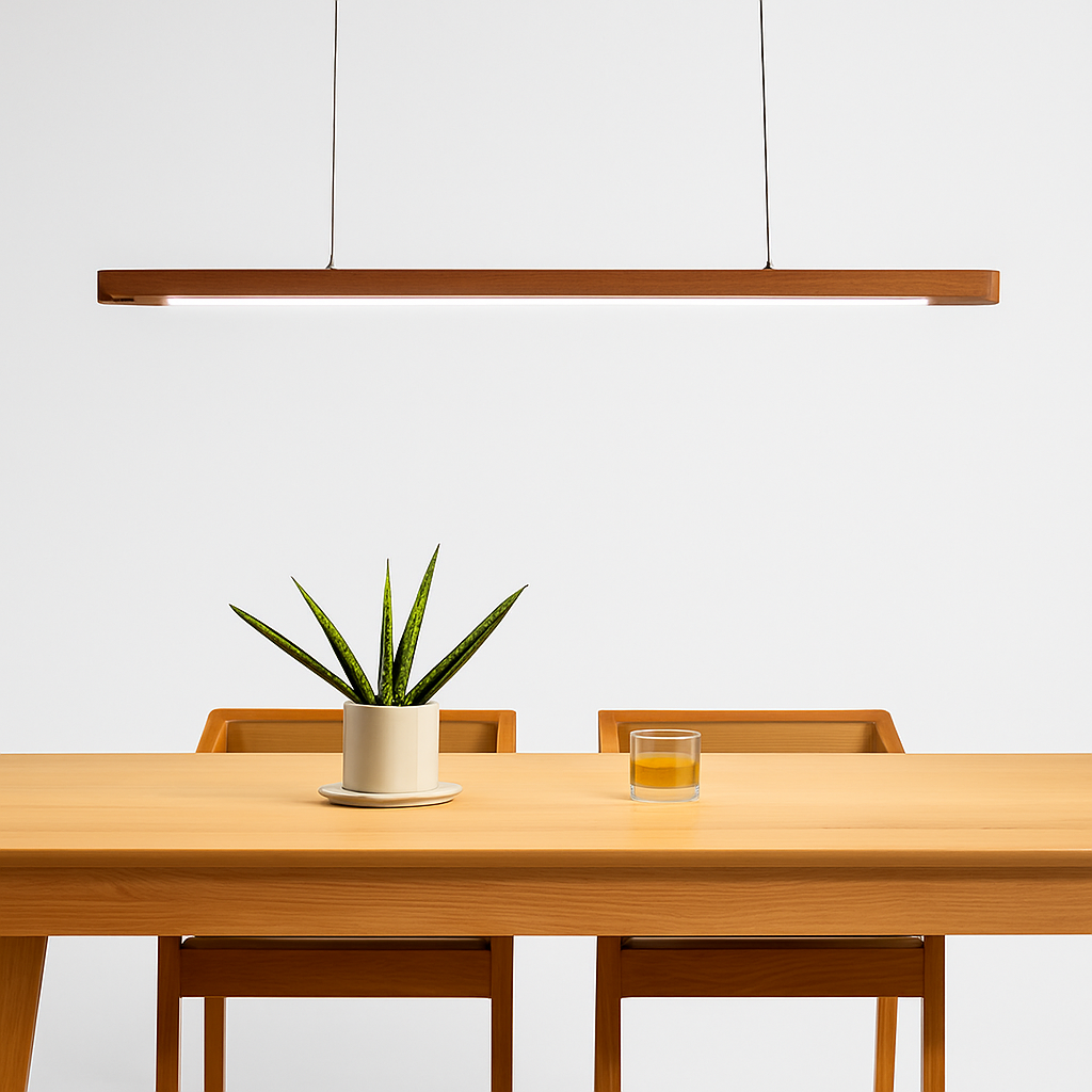 Suspension LED en bois au design nordique moderne ovale à longue bande