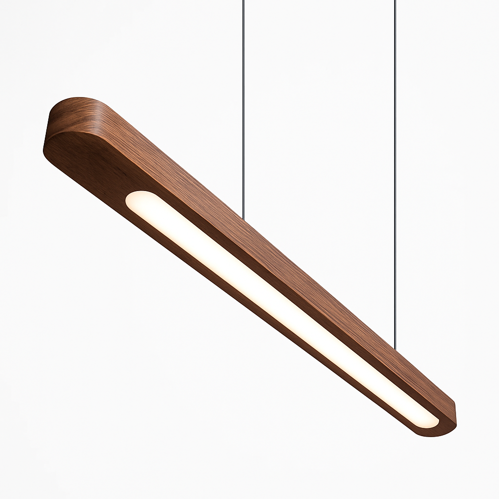 Suspension LED en bois au design nordique moderne ovale à longue bande