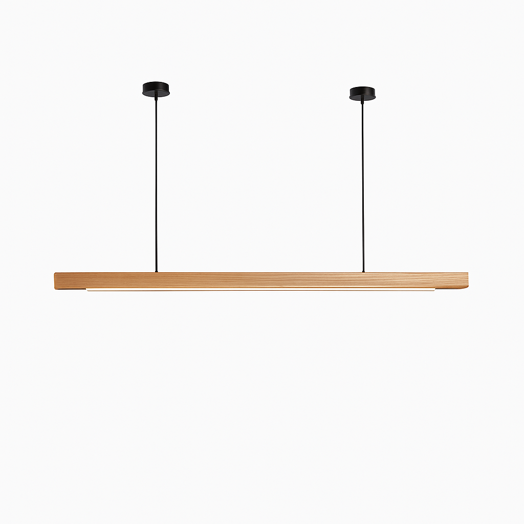 Suspension LED en bois au design nordique moderne ovale à longue bande