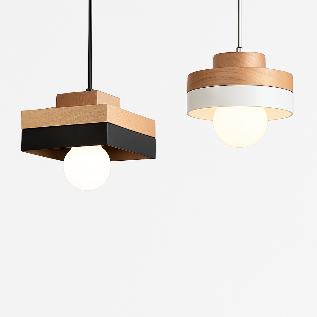 Suspension LED en bois (carré ou rond)