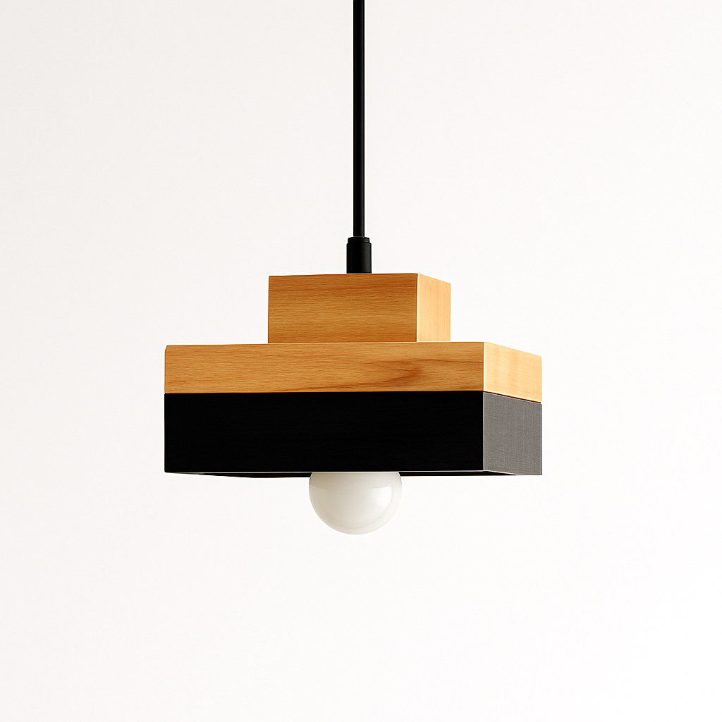 Suspension LED en bois (carré ou rond)