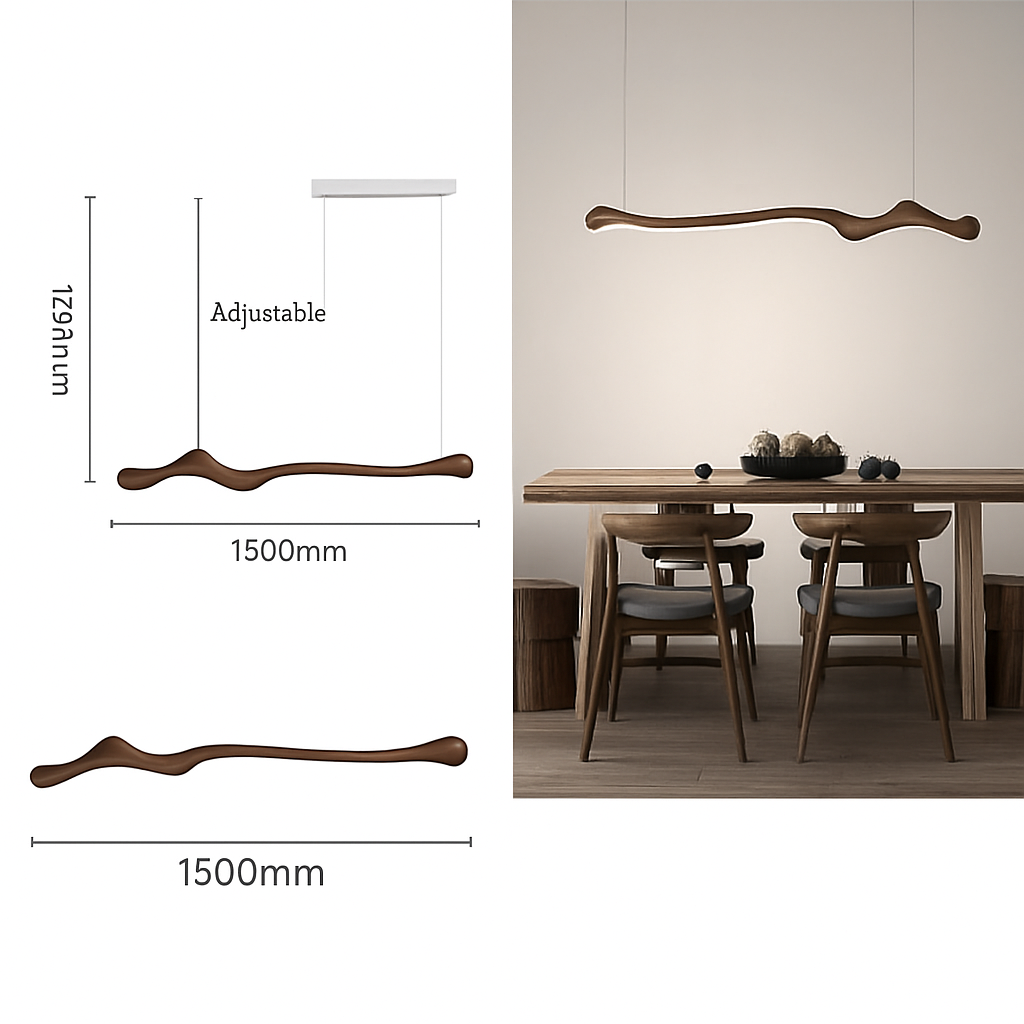 Suspension LED en bois de frêne au design moderne