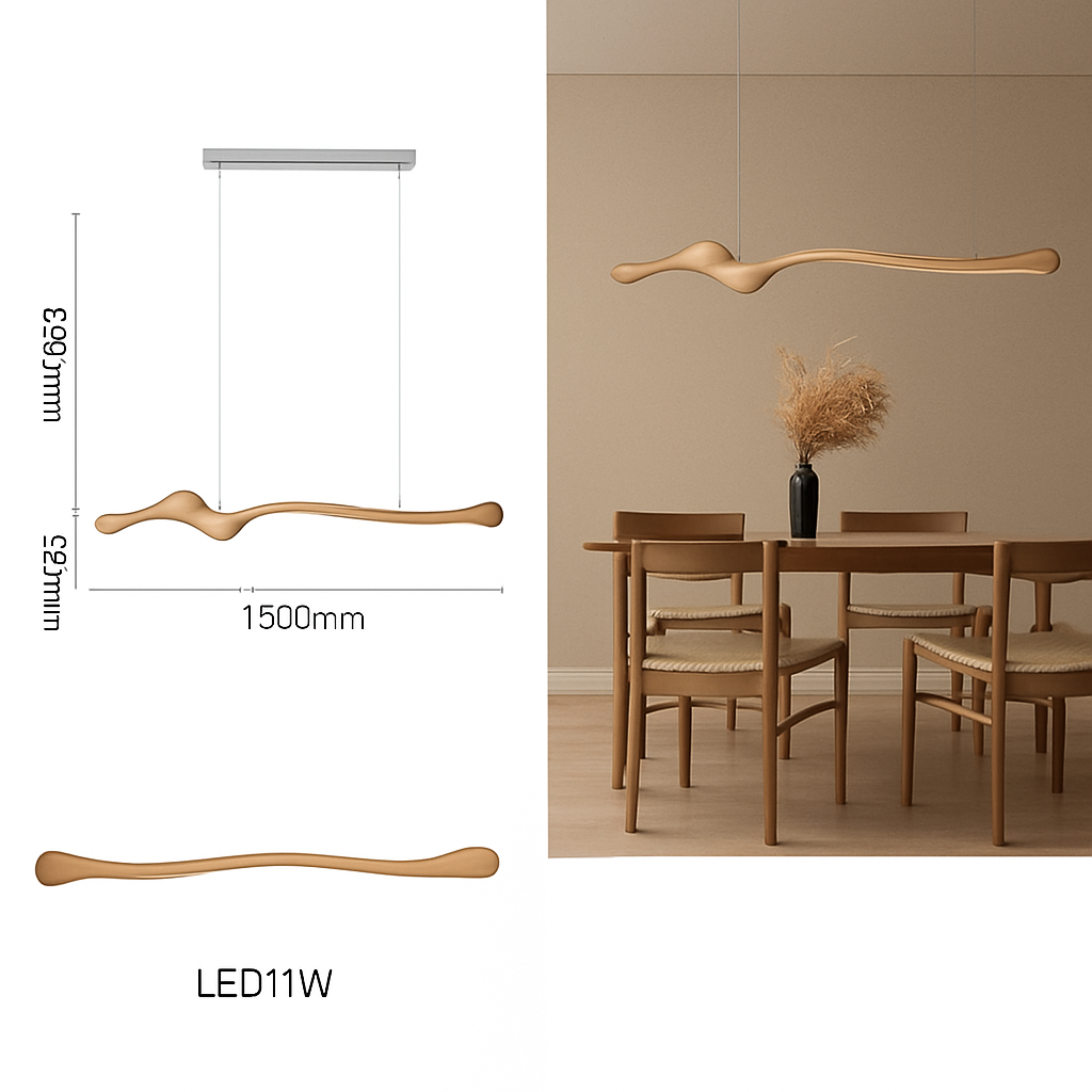 Suspension LED en bois de frêne au design moderne