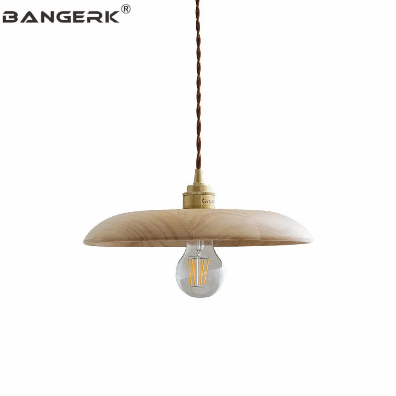 suspension led en bois et laiton style nordique moderne