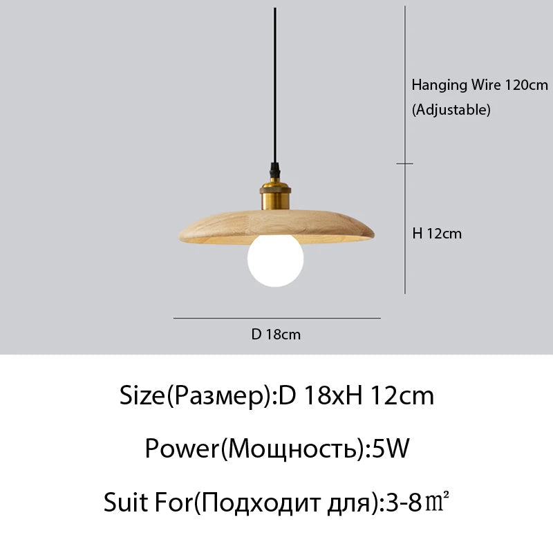 suspension LED en bois massif design nordique pour restaurant ou bar
