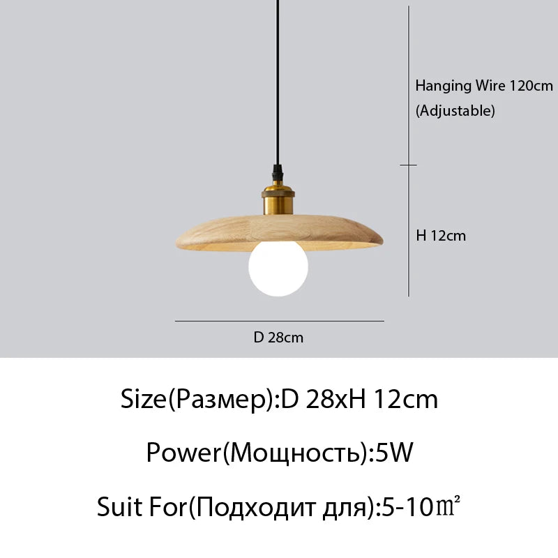 suspension LED en bois massif design nordique pour restaurant ou bar