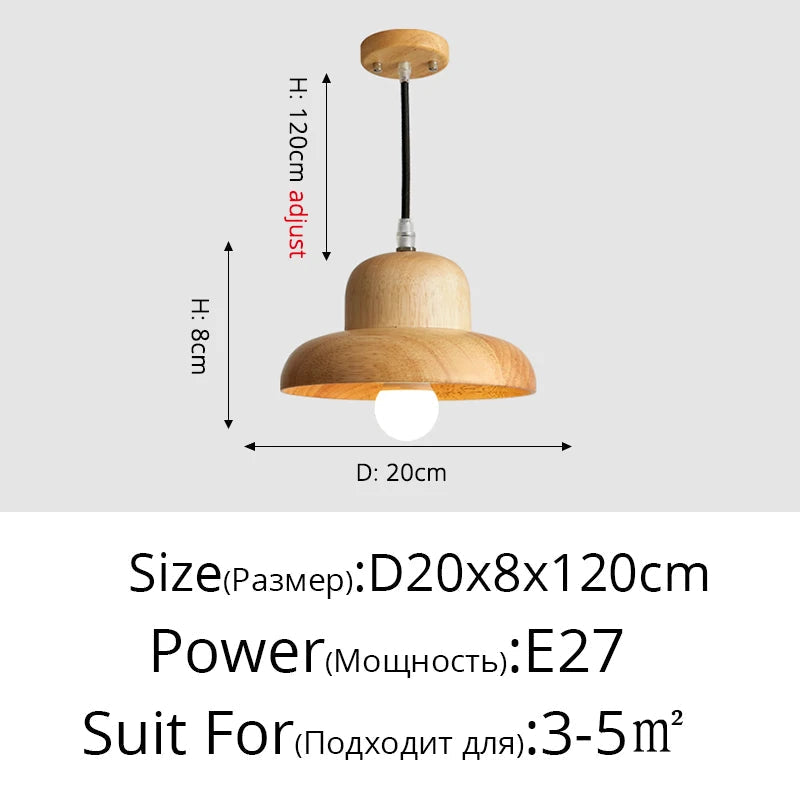 suspension LED en bois massif design nordique pour restaurant ou bar