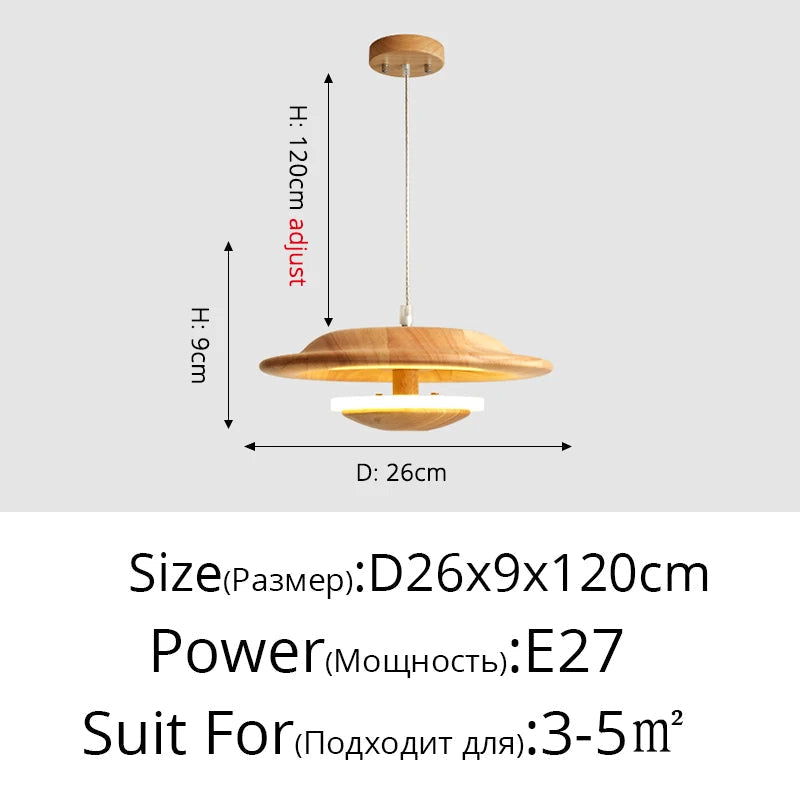 suspension LED en bois massif design nordique pour restaurant ou bar