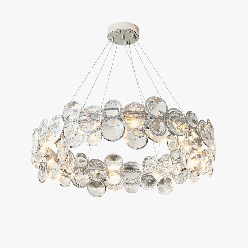 suspension à led en cristal avec intensité variable et anneau magique