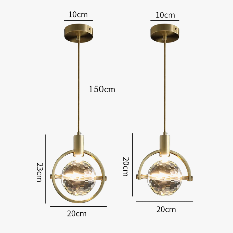 suspension LED en cristal design nordique luxueux