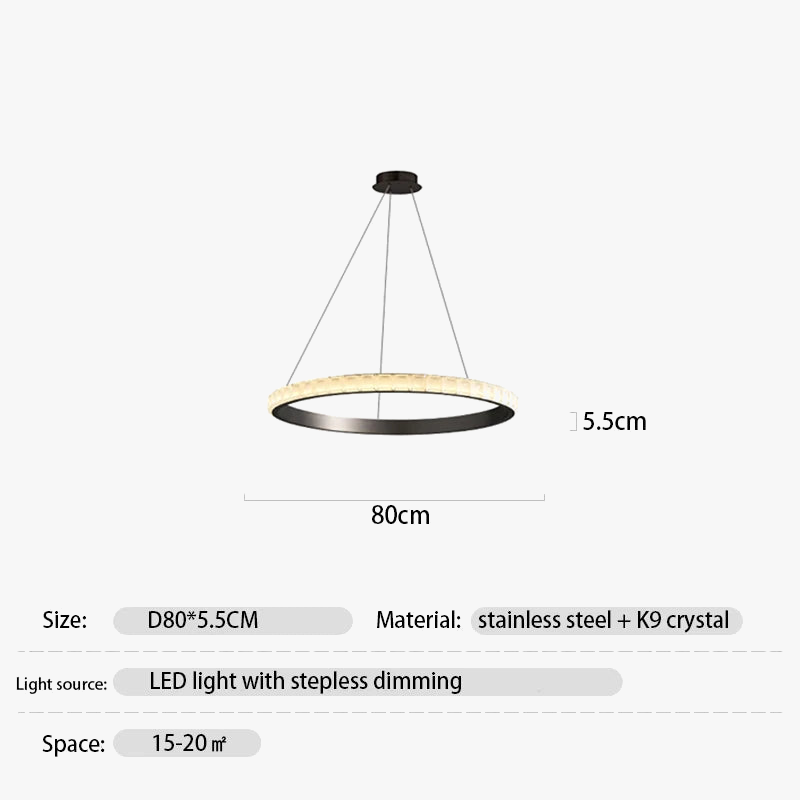 suspension led en cristal à intensité variable