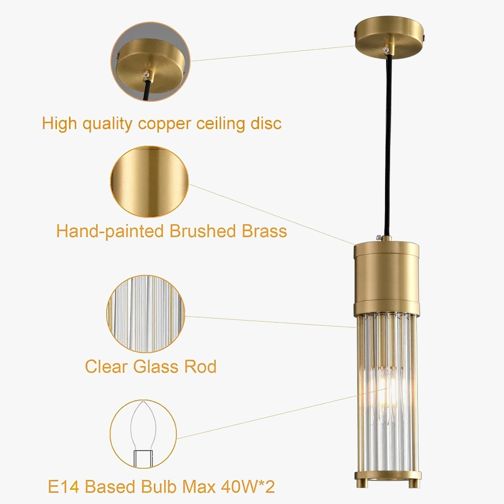 suspension à led en cuivre avec abat-jour en verre réglable