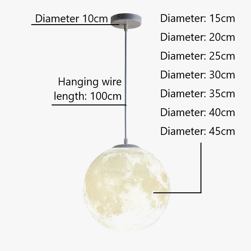 suspension LED en forme de lune design nordique moderne