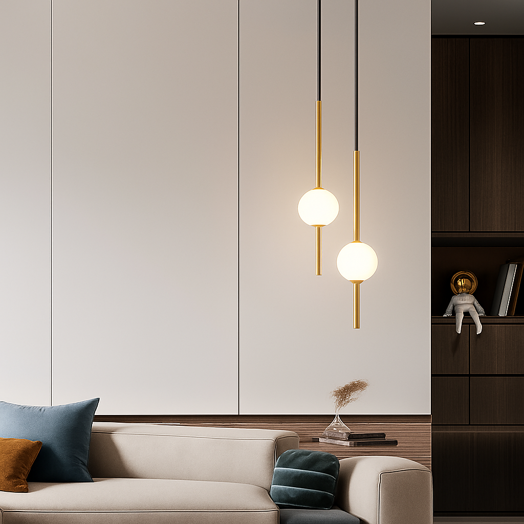 suspension LED en laiton design moderne avec cordon réglable en verre de cristal
