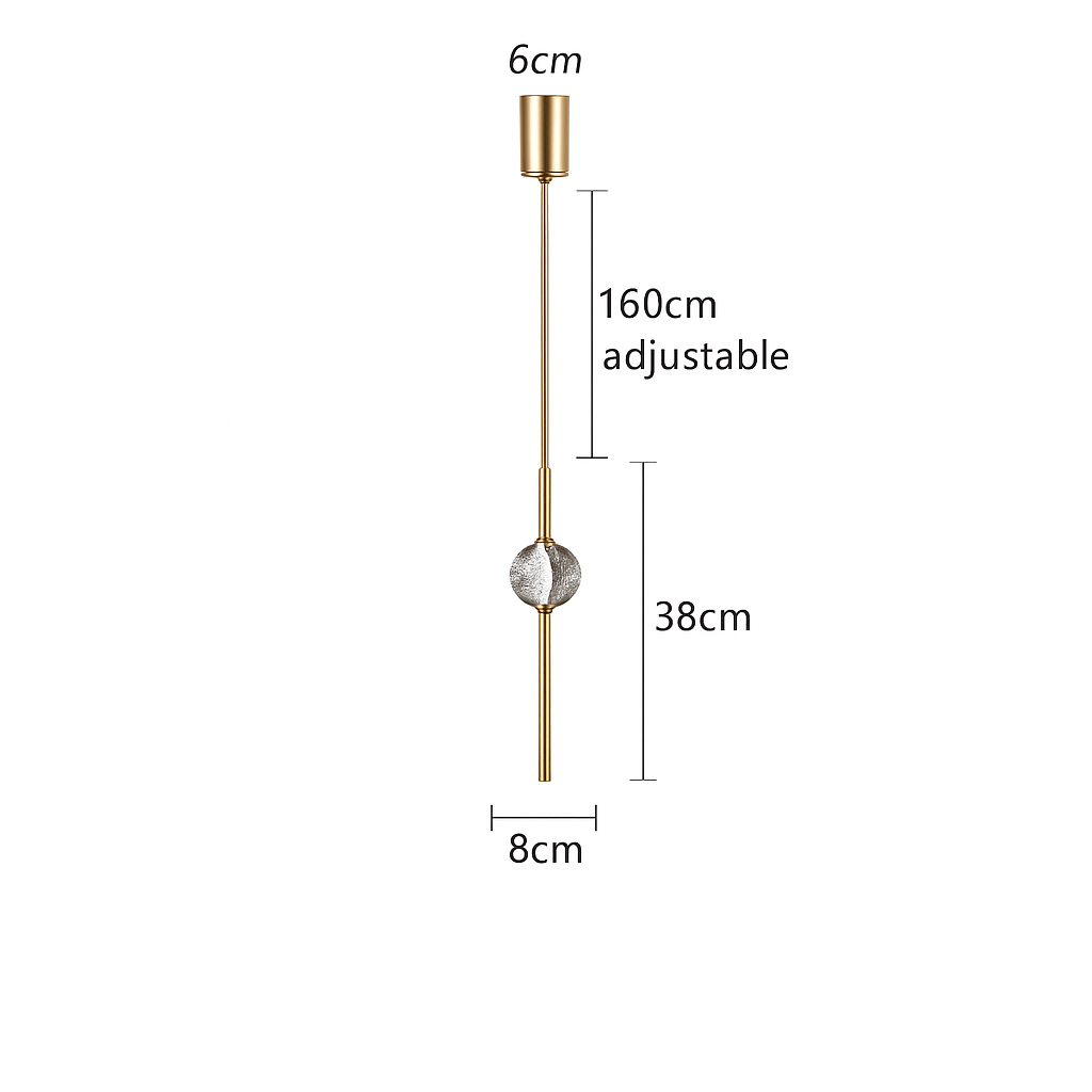 suspension LED en laiton design moderne avec cordon réglable en verre de cristal