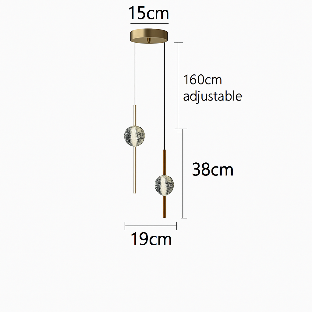 suspension LED en laiton design moderne avec cordon réglable en verre de cristal