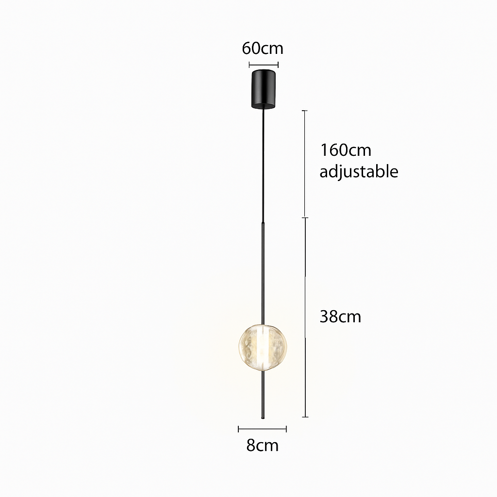 suspension LED en laiton design moderne avec cordon réglable en verre de cristal