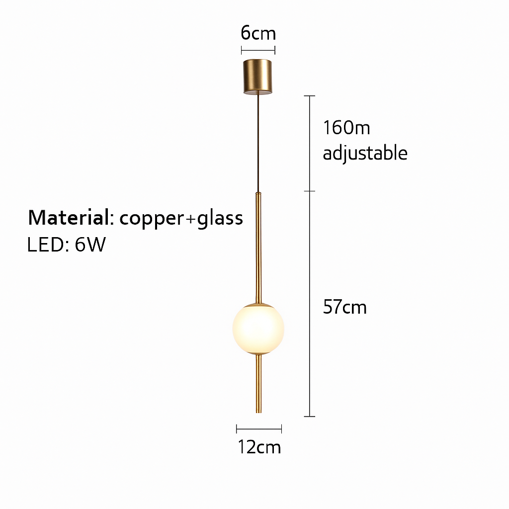 suspension LED en laiton design moderne avec cordon réglable en verre de cristal