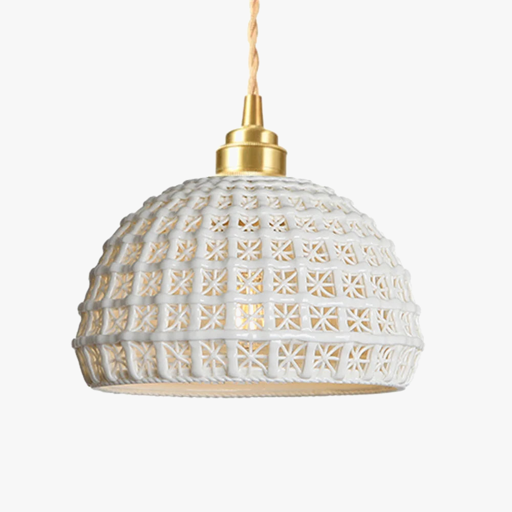 suspension LED en laiton et céramique style nordique rétro